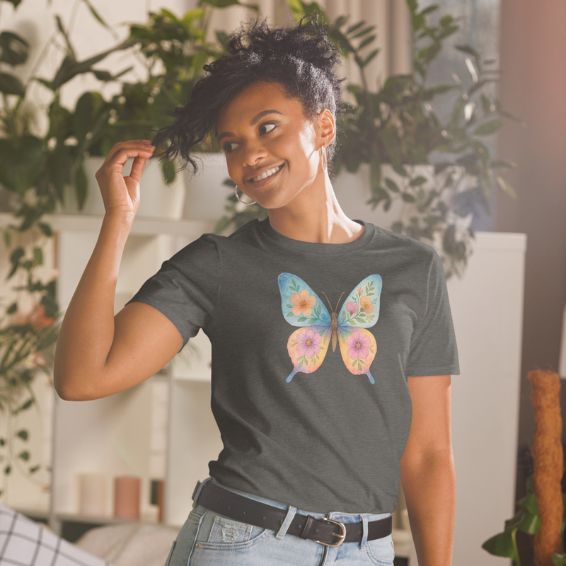 “Floral Wings” Watercolor Butterfly Ladies Short-Sleeve Unisex T-Shirt - Image 21