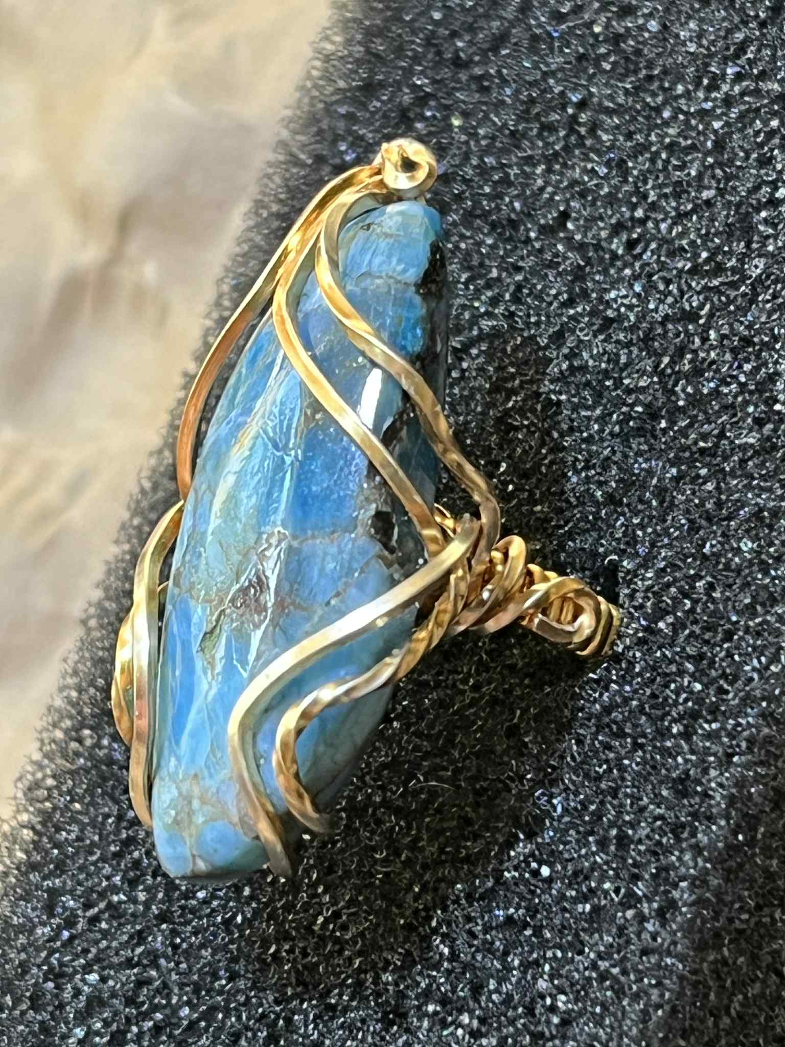 Wire Wrapped Blue Opal ring - Image 3