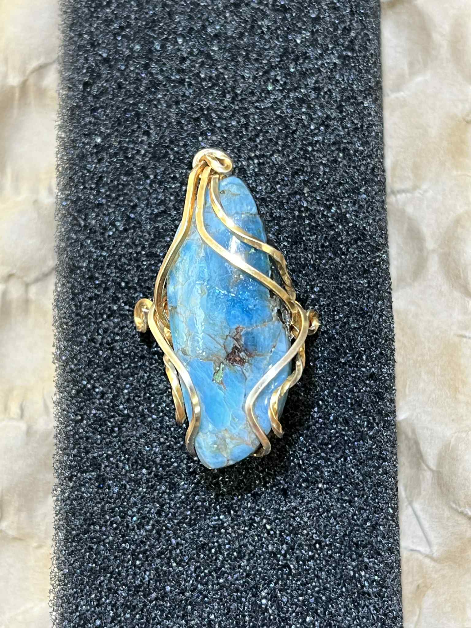 Wire Wrapped Blue Opal ring - Image 2