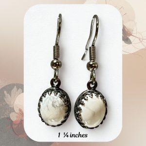 White Howlite Bezel Earrings