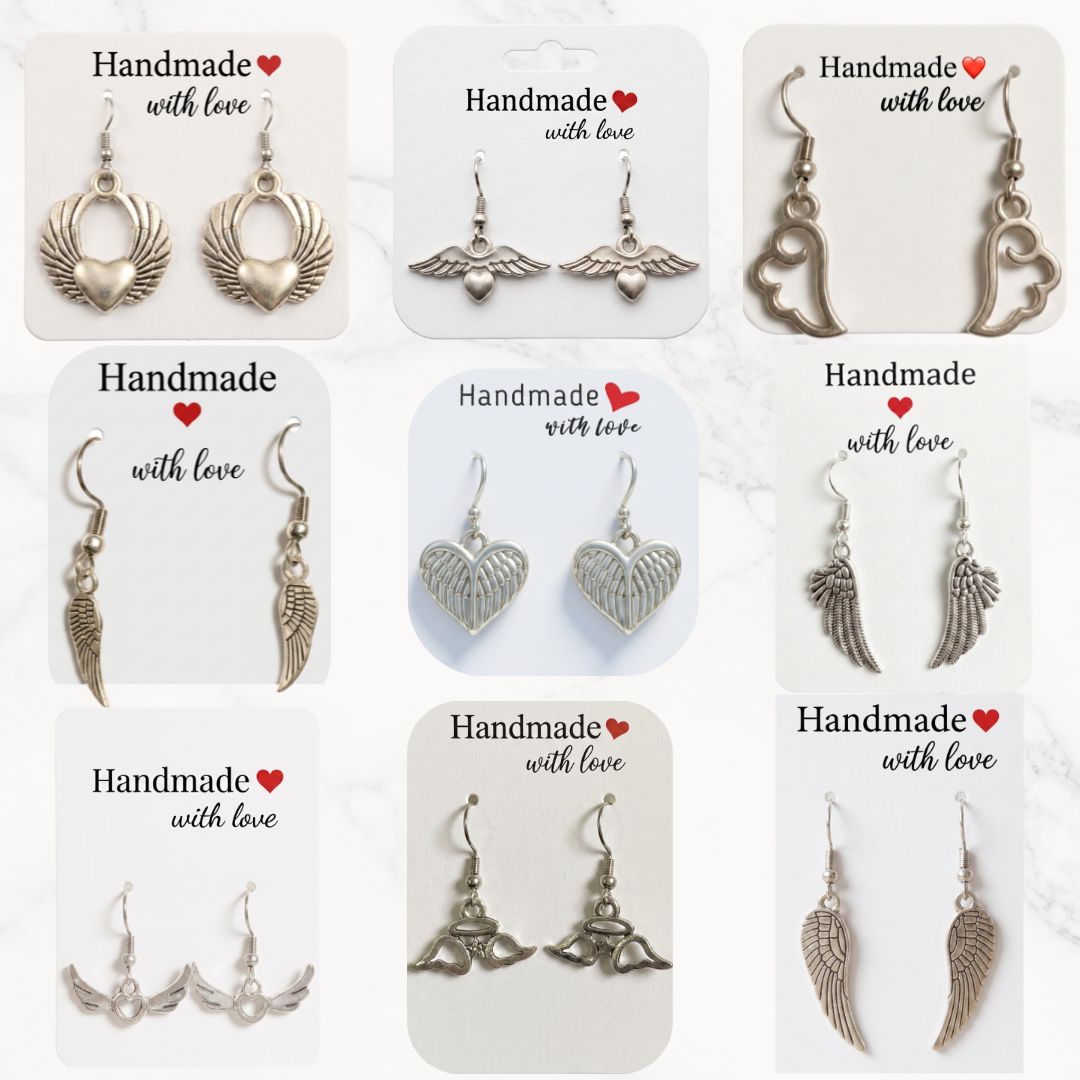 Silver Angel Wing Earrings (Multiple Styles)