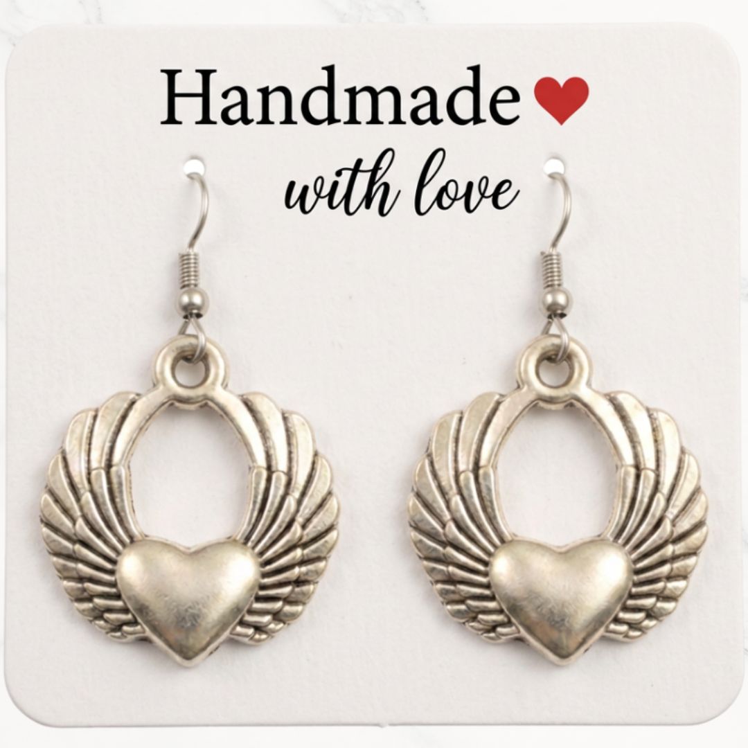 Silver Angel Wing Earrings (Multiple Styles) - Image 2
