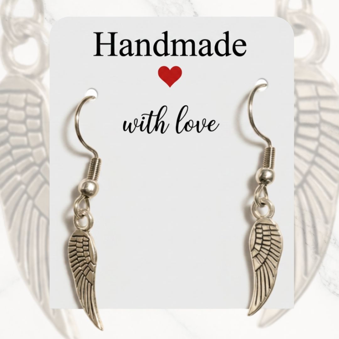 Silver Angel Wing Earrings (Multiple Styles) - Image 5