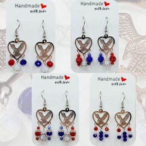Laser‑Cut Eagle Earrings – Gemstone & Glass Accent Collection