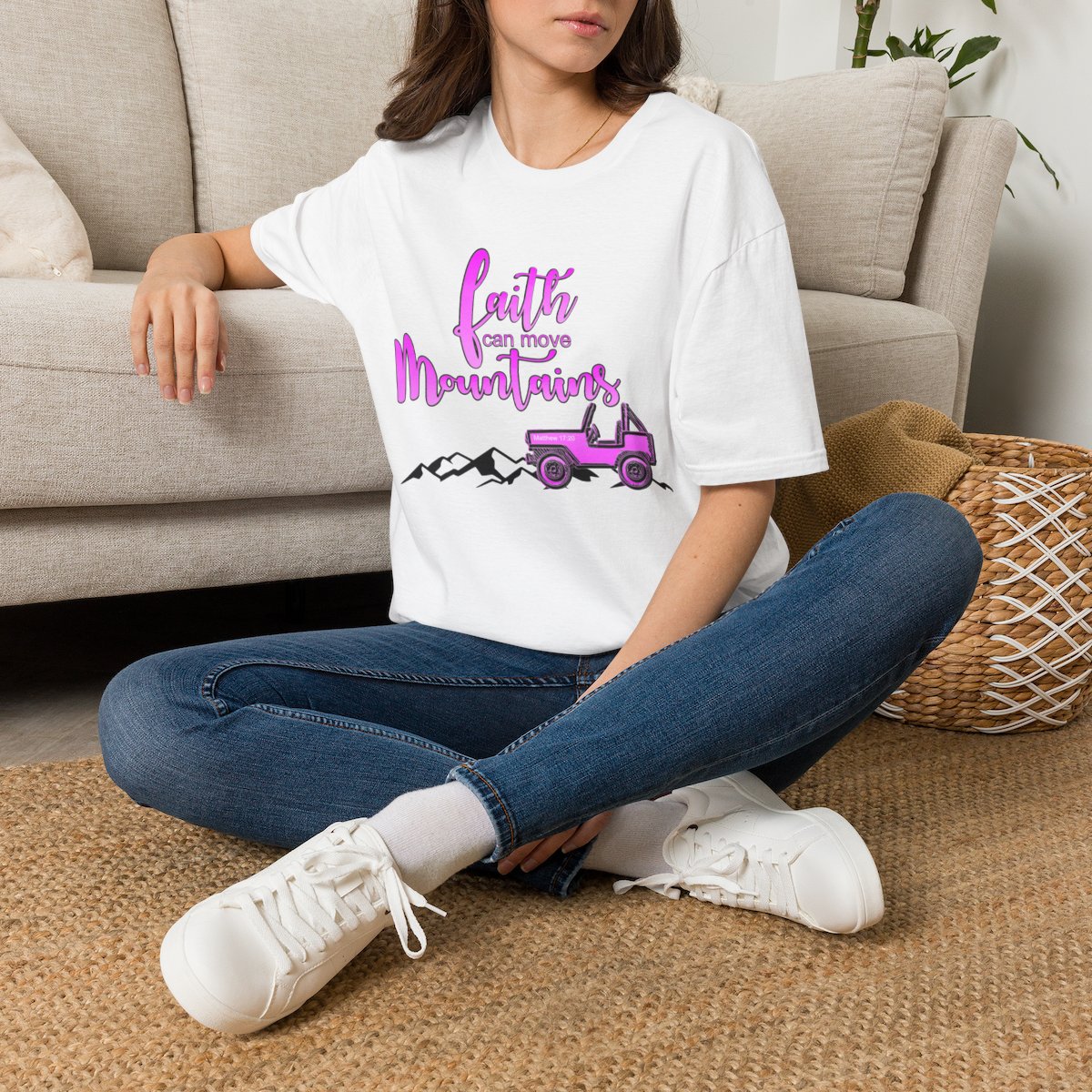 Faith Can Move Mountains T-Shirt | Faith Truck Mountain Graphic - Image 2