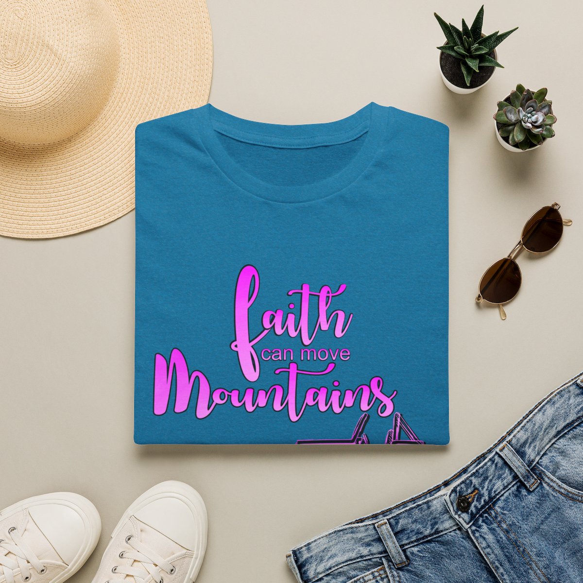 Faith Can Move Mountains T-Shirt | Faith Truck Mountain Graphic - Image 12