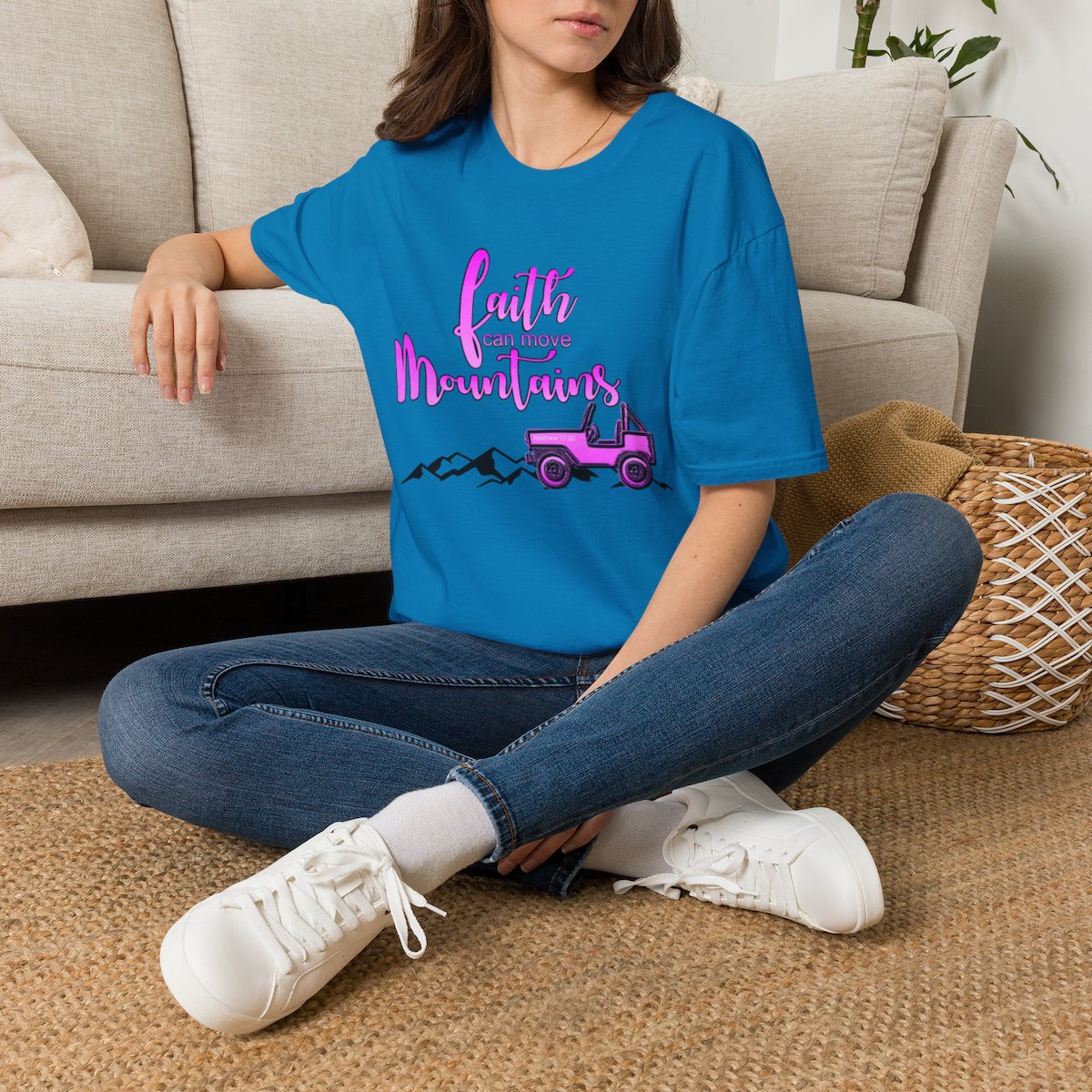 Faith Can Move Mountains T-Shirt | Faith Truck Mountain Graphic - Image 13