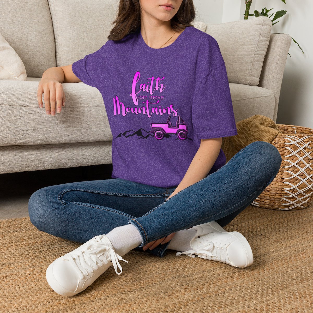 Faith Can Move Mountains T-Shirt | Faith Truck Mountain Graphic - Image 19
