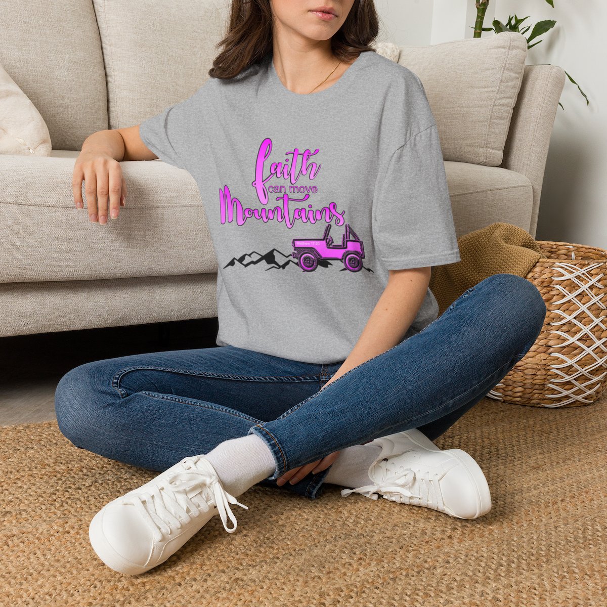 Faith Can Move Mountains T-Shirt | Faith Truck Mountain Graphic - Image 3