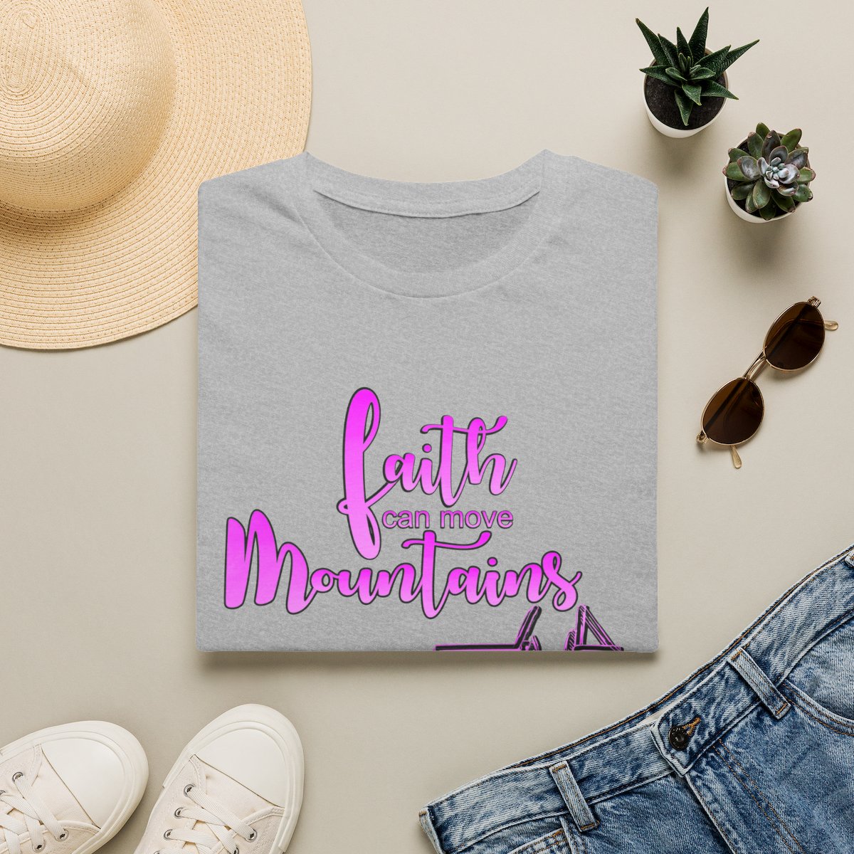 Faith Can Move Mountains T-Shirt | Faith Truck Mountain Graphic - Image 4