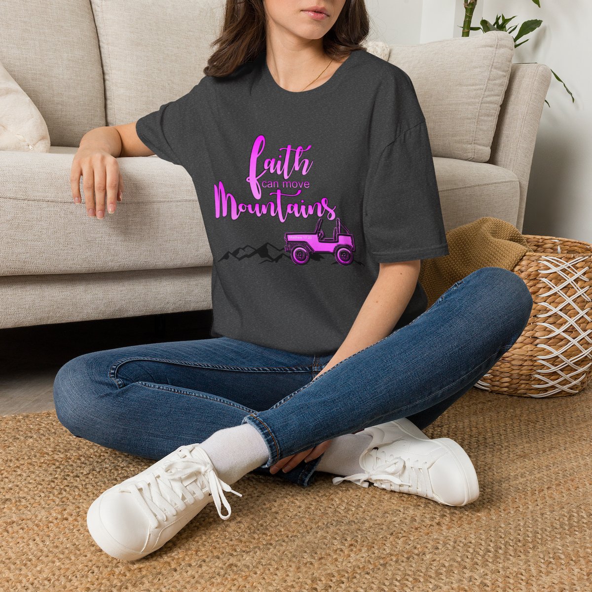 Faith Can Move Mountains T-Shirt | Faith Truck Mountain Graphic - Image 7