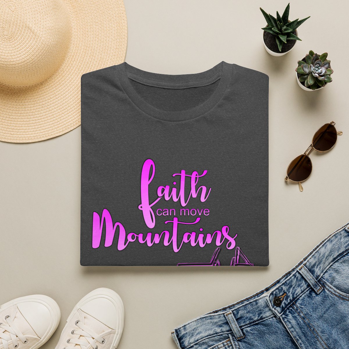 Faith Can Move Mountains T-Shirt | Faith Truck Mountain Graphic - Image 8