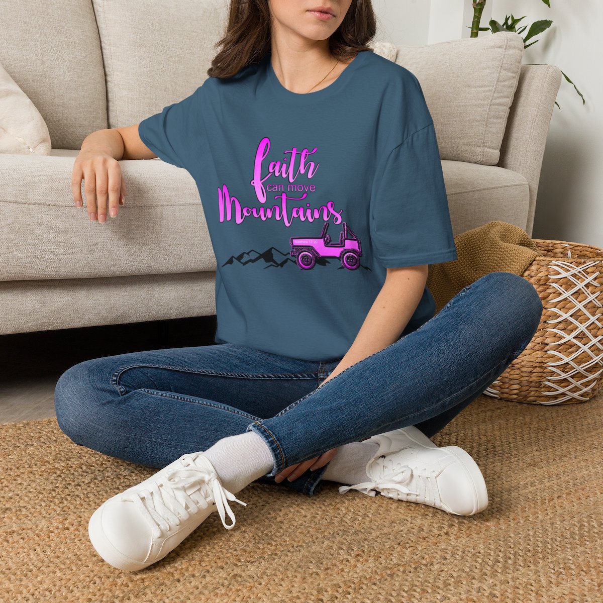 Faith Can Move Mountains T-Shirt | Faith Truck Mountain Graphic - Image 9