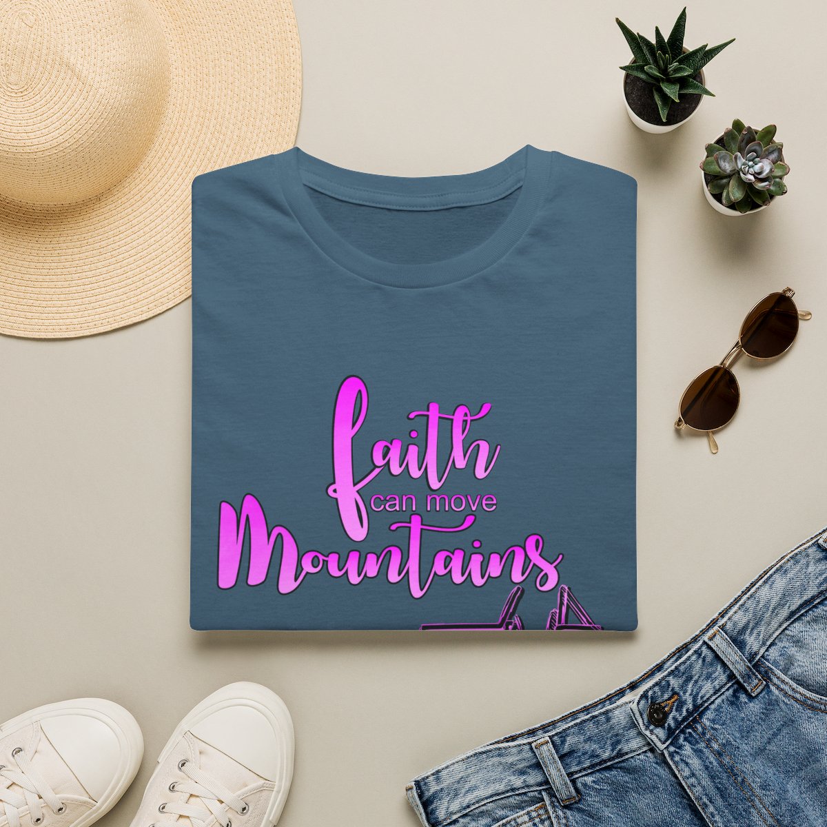 Faith Can Move Mountains T-Shirt | Faith Truck Mountain Graphic - Image 10