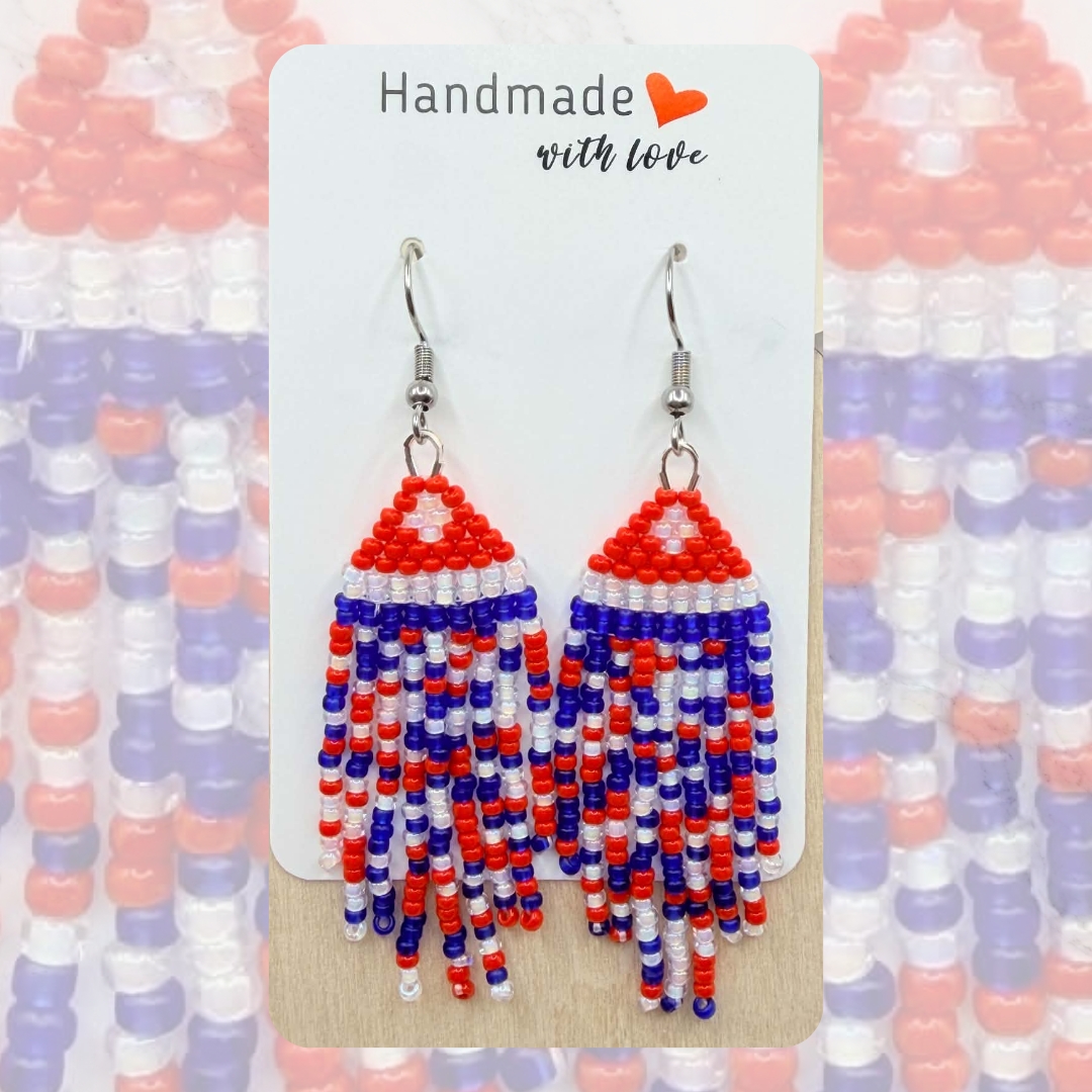 Red‑White‑Blue Fringe Earrings Collection — Sold Separately - Image 3