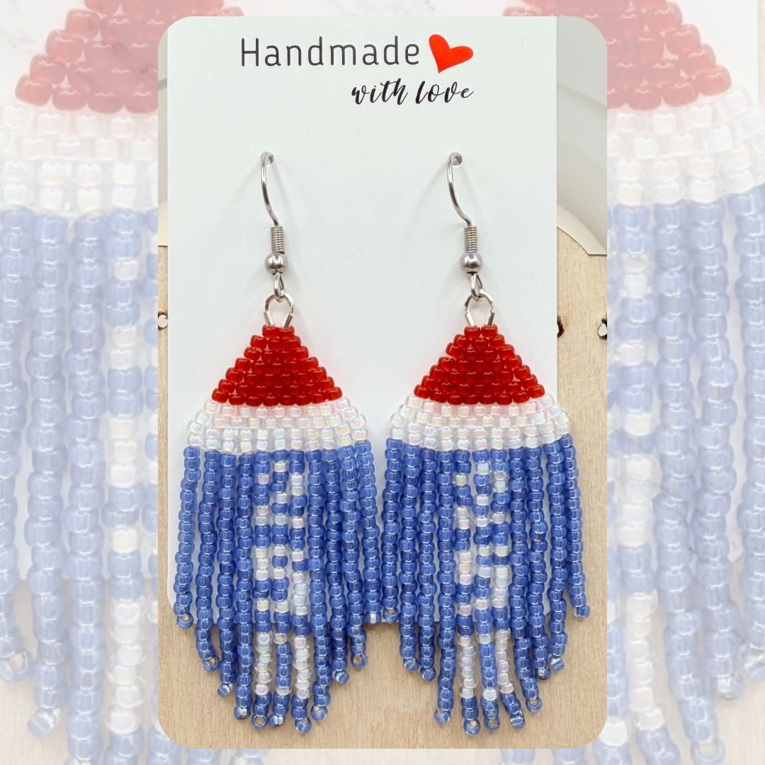 Red‑White‑Blue Fringe Earrings Collection — Sold Separately - Image 4