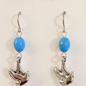 Blue Howlite and Dove Charm Earrings