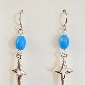 Blue Howlite and Star Charm Earrings