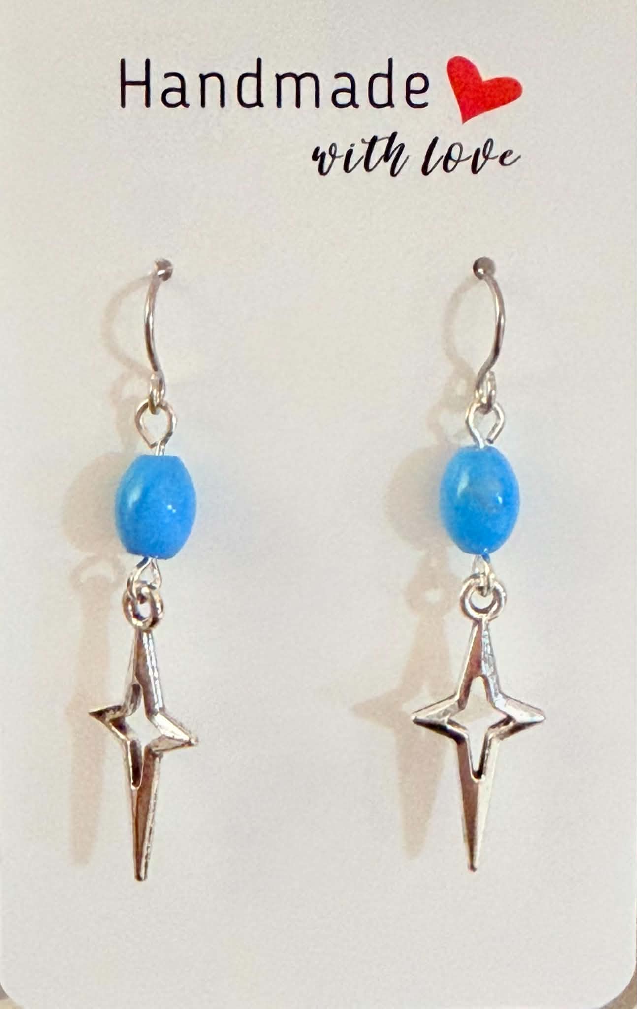 Blue Howlite and Star Charm Earrings